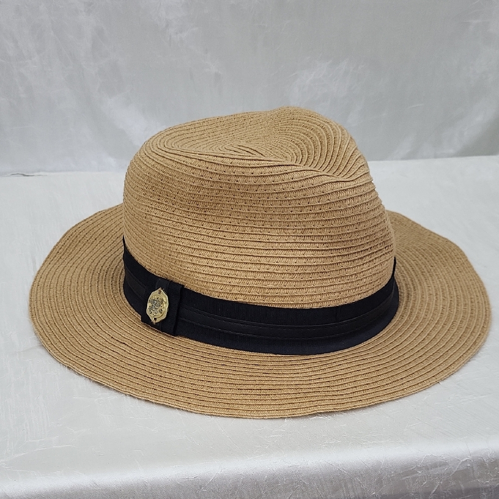 Vince Camuto Straw Fedora Sun Hat Unisex One Size